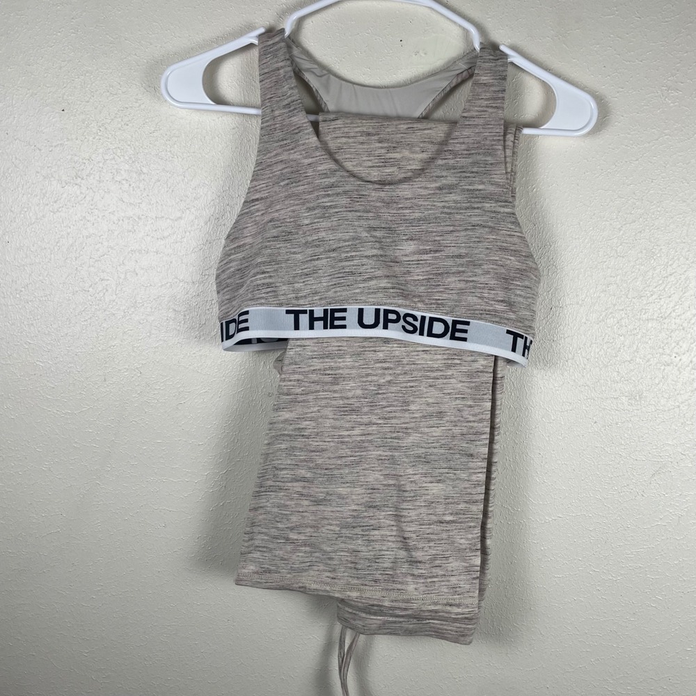 The Upside Womens Grey Space Dye Marl Sports Bra and Flare Pants Set Size M/S